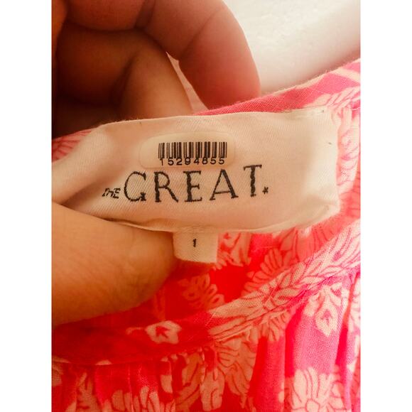 THE GREAT Pink Floral Tiered The Whipstitched Plumeria Midi Dress Size 1 - Picture 9 of 12